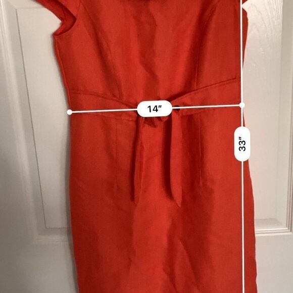 Vintage 70’s 80’s Orange Cap Sleeve Karin Stevens Petites Sheath Dress - Picture 9 of 12